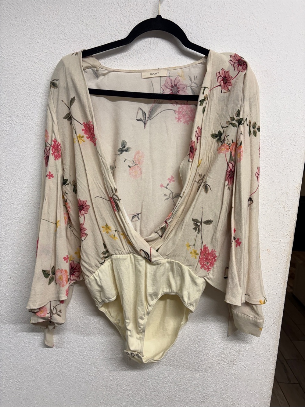 Capulet Cream Floral Wrap Bodysuit with Pink and Yellow Blooms